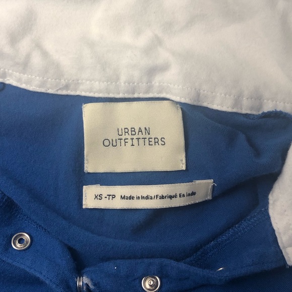 Blue and white stripped collard rugby crop top - Picture 2 of 3